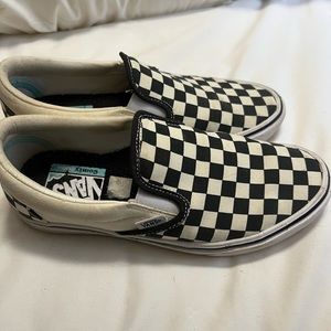 Vans black and white checkered slip on